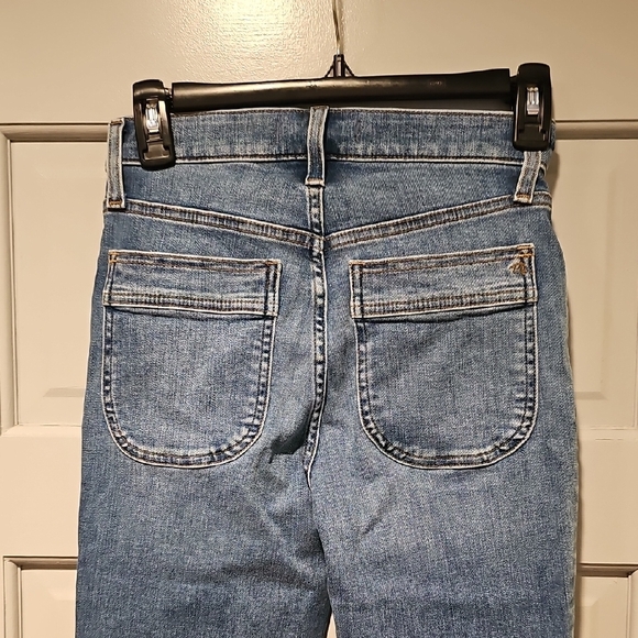 NWT MADEWELL Blue Flare Jeans Denim Waist 24 Mid Rise Fitted Women Kick Out - Picture 6 of 9